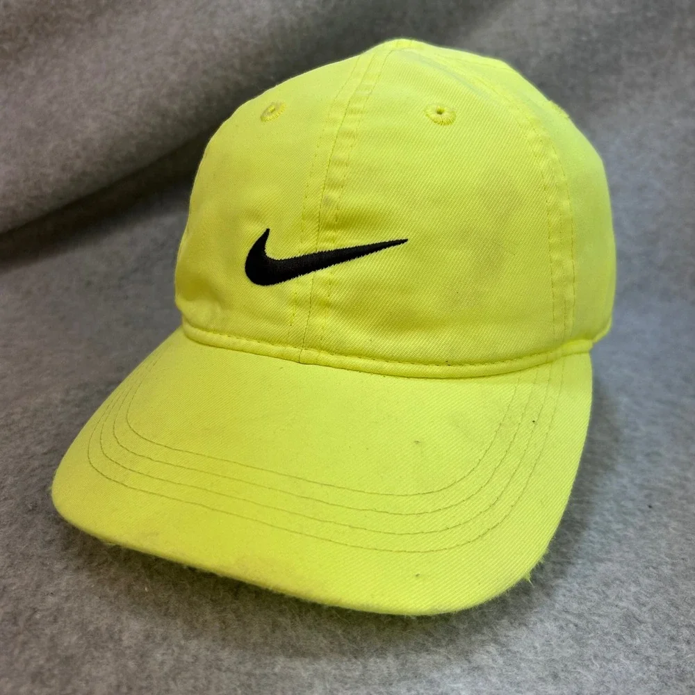 Swoosh Logo Kids Neon Yellow Nike Heritage86 Adjustable Baseball Hat Size 4-7